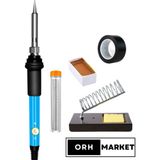 ORH MARKET 60W Lehimleme Seti – Sıcaklık Ayarlı Havya, Metal Stand, Lehim Pastası ve Elektrik Bandı - 1 Adet