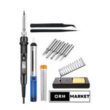 ORH Market 80w Lcd Ekranlı Lehim Seti – Havya, Metal Stand, 5 Uç, Cımbız Ve Lehim Pompası Ile Komple Çözüm