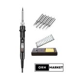 ORH Market 80w Lcd Lehim Havya Seti – Sıcaklık Ayarlı, Seramik Rezistörlü Metal Stand Ve 5 Uç Dahil