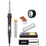 ORH MARKET 80W LCD Lehimleme Seti – Dijital Havya, Metal Stand, Lehim Pastası ve Elektrik Bandı - 1 Adet