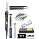 ORH MARKET 80W Yüksek Kalite Digital LCD Havya Lehim Makinesi 1 Adet Seti ile Stand ve 5'li Uç