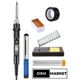 ORH MARKET 80W Yüksek Kalite Digital LCD Rezistörlü Havya Lehim Makinesi, Lehim, Stand, Pasta, Pompa ve Bant - 1 Adet