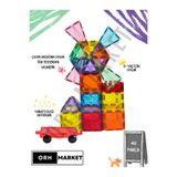 ORH Market Araba Dahil 40 Parça Büyük Boy 7.5cm Manyetik Blok Seti | Güçlü Mıknatıslı Zeka Geliştirici Oyuncak