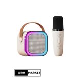 ORH Market Kablosuz Karaoke Bluetooth Hoparlör Tek Mikrofonlu RGB Işıklı, Taşınabilir, USB/SD Parti Hoparlörü