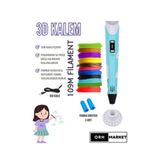 ORH Market Mavi 3d Kalem 3d Pen Yazıcı Kalem – Çok Renkli Pla Filament (TOPLAM 109M) Usb Kablo