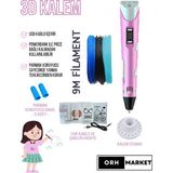 ORH MARKET ORH MARKET 3D Kalem USB Kablolu Üç Boyutlu Yazıcı Kalem Printer-Pembe (3 Adet 3m Filament -9metre-)