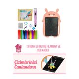 ORH Market PEMBE 3d Kalem & PEMBE Tavşan Grafik Tablet Seti – 59 Metre Filament Ve Usb Kablo