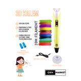 ORH Market SARI 3d Kalem 3d Pen Yazıcı Kalem – Çok Renkli PLA Filament (TOPLAM 59M) Usb Kablo