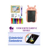 ORH Pembe Tavşan Grafik Tablet Ve Mor 3d Kalem 3d Pen Usb Kablolu Üç Boyutlu Yazıcı Kalem Printer Set