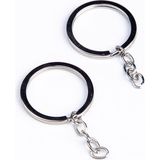 Orhan Çanta 100 Adet Gümüş Ezme Anahtarlık Halkası - 2.5 cm Nikel Metal Halka Zincirli Montaj Seti - Makrome Aparatı - Aksesuar