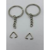 Orhan Çanta 50 Adet Gümüş Ezme Anahtarlık Halkası - 2.5 cm Nikel Metal Halka Zincirli ve Üçgen Aparatlı Montaj Seti - Aksesuar