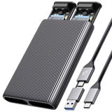 ORICO Çift M.2 NVMe SSD Muhafaza, M Key PCIe 2230/2242/2260/2280 M.2 SSD'ler için USB C'den M2 Adaptör, Aletsiz Kurulum Alüminyum M.2 Okuyucu Destek Trim ve UASP 2x4TB-AM2-2N'ye kadar