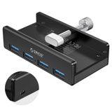 ORICO USB 3.0 Hub, USB Hub Kelepçesi, Ekstra Güç Kaynağı Bağlantı Noktalı Alüminyum 4 Bağlantı Noktalı USB Bölücü ve 4.92 FT USB Veri Kablosu, Monitörler/Masalar için Masaüstü Destekli USB Hub-Siyah