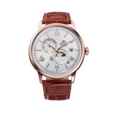 Orient Kurmalı Otomatik Deri Kahverengi Beyaz Kadran Sun&Moon 42 Mm Erkek Kol Saati