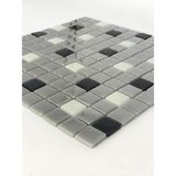 Orient Mutfak,banyo,havuz ve Zemin Için Beyaz Siyah Gri 25X25 Cam Mozaik