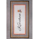 Oriente Home Dama Desenli Beyaz Kaymaz Taban Dijital Baskı Yıkanabilir Kadife Mutfak Halısı 8616