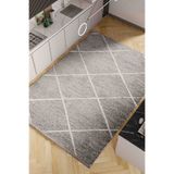 Oriente Home İskandinav Desen Gri Şönil makine Halısı Kaymaz Taban Yıkanabilir Mutfak Halısı 7768