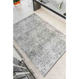 Oriente Home İskandinav Desenli Gri Şönil Makine Halısı Kaymaz Taban Yıkanabilir Mutfak Halısı 7806