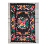 Oriente Home Karabağ Desenli Siyah Şönil Makina Halısı Yıkanabilir Saçaklı Kaymaz Taban Halı 7598