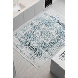 Oriente Home Klasik Desen Mavi Şönil Makine Halısı Kaymaz Taban Yıkanabilir Mutfak Halısı 7411