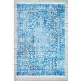 Oriente Home Klasik Desenli Mavi Şönil Makina Halısı Yıkanabilir Saçaklı Kaymaz Taban Halı 7412