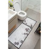 Oriente Home Petek Desenli Beyaz Kahverengi Kaymaz Taban Yıkanabilir Kadife 2'li Banyo Paspası 8722