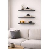 origa PLATFORM DEKOR , Antrasit mdf , Gizli Montajlı Duvar Rafı 50x15cm 3 Adet Raf