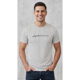 Original Erkek Dikey Çizgili Rahat Kesim Bisiklet Yaka T-Shirt - Siyah - Beyaz - 2XL
