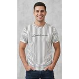 Original Erkek Dikey Çizgili Rahat Kesim Bisiklet Yaka T-Shirt