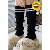 Original Premium Tozluk %100 Akrilik Triko Örgü Leg Warmer Ayak Isıtıcı Çizgili Siyah - Siyah - Beyaz - Standart