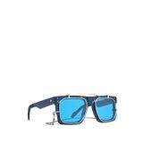 Original Vintage Sunglasses Monolith Zero Mz 02 Col 02 +clip Silver Asetat Unisex Güneş Gözlüğü - Mavi