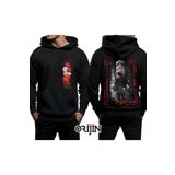 Orijin Tekstil Attack on Titan Eren Yeager Ön Arka Baskılı Siyah Kapşonlu Sweatshirt