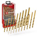 Orijinal Einhell 19-Parça HSS-G Titanyum Metal Matkap Ucu Seti (Tam Taşlanmış HSS 4341 Çelik, Titanyum Kaplama, 135° Çift Açılı Uç, Frezelenmiş Tip N Spiral, Yuvarlak Şaft) - 49427019