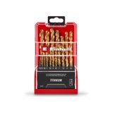 Orijinal Einhell 19 Parçalı HSS-G Titanyum Metal Matkap Ucu Seti (Tamamen Taşlanmış HSS 4341 Çelik, Titanyum Kaplama, 135° Bölünmüş Uç, Frezelenmiş Tip N Spiral, Yuvarlak Şaft) - 49427019