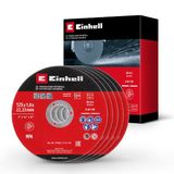 Orijinal Einhell 5 Parça İnce Metal Kesme Diski Seti, Ø 125 mm (1 mm Kalınlık, MPA Sertifikalı, Uzun Ömürlü, Hassas ve Düşük Çapaklı Kesimler, Avuç Taşlamalar için) - 49711522