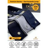 Orijinal Erkek 12 Çift Premium Bambu Şeker Diyabete Özel Lastiksiz Dikişsiz Uzun Soket Çorap - Siyah - Lacivert - Gri - 40 - 46