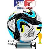 Orijinal Futbol Topu Wind Şişirme Pompalı Sert Zemin Halı Saha Futbol Topu Kırmızı Hibrit No:5.