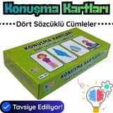 Orijinal Konuşma Kartları - Dört Sözcüklü Cümleler - Çocuklar İçin Konuşma Etkinliği Otizim Kartları