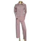 ORIJINAL MASIMODUTI İKİLİ TAKIM EKOSE CEKET PANTOLON PEMBE Pembe M