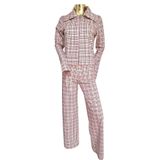 ORIJINAL MASSIMO DUTTI İKİLİ TAKIM EKOSE CEKET PANTOLON PEMBE S