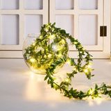 ORİJİNALDÜKKAN 6 Metre Led Işıklı Sarmaşık Yapay Yeşil Şerit Yaprak Dekoratif Süsleme Peri Tel Led Ampul