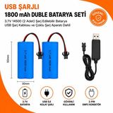 Orion 2 Adet BMS Korumalı 3.7 Volt 1800 Mah Kumandalı Araba Pili 14500 Boyutunda (Aa Kalem Pil) Li-On Siyah Soketli Oyuncak Araba Pili ve Yanında 1 Adet Şarj Kablosu