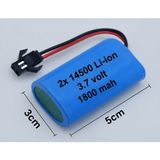 Orion 2 Adet BMS Korumalı 3.7 Volt 1800 Mah Kumandalı Araba Pili 14500 Boyutunda (Aa Kalem Pil) Li-On Siyah Soketli Oyuncak Araba Pili ve Yanında 1 Adet Şarj Kablosu