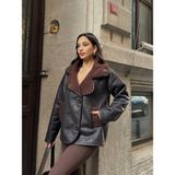 Orions Collection Else Acı Kahve Dokulu Süet Içi Peluşlu Oversize Zra Model Mont