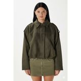 Orions Collection Kadın Süet Görünümlü Oversize Crop Bomber Ceket (Kahverengi/Haki)