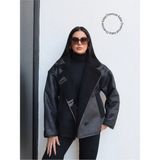 Orions Collection Oversize Kadın Siyah Düğmeli Süet Ceket Cepli, Trend Günlük Model