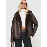 Orions Collection Yeni Sezon Oversize Kadın Kahve Düğmeli Süet Ceket Cepli, Trend Günlük Model - XL - Kahverengi