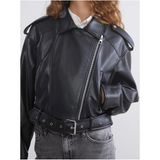 Orions Collection Yeni Sezon Oversize Kadın Siyah Biker Deri Ceket