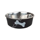 Oripet Pati Desenli Köpek Mama ve Su Kabı 17cm 830ml Siyah