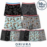 Orivra 10'lu Erkek Çocuk Boxer Seti Pamuklu Esnek Desenli İç Çamaşırı Paketi - Renkli - 10 - 11 Yaş